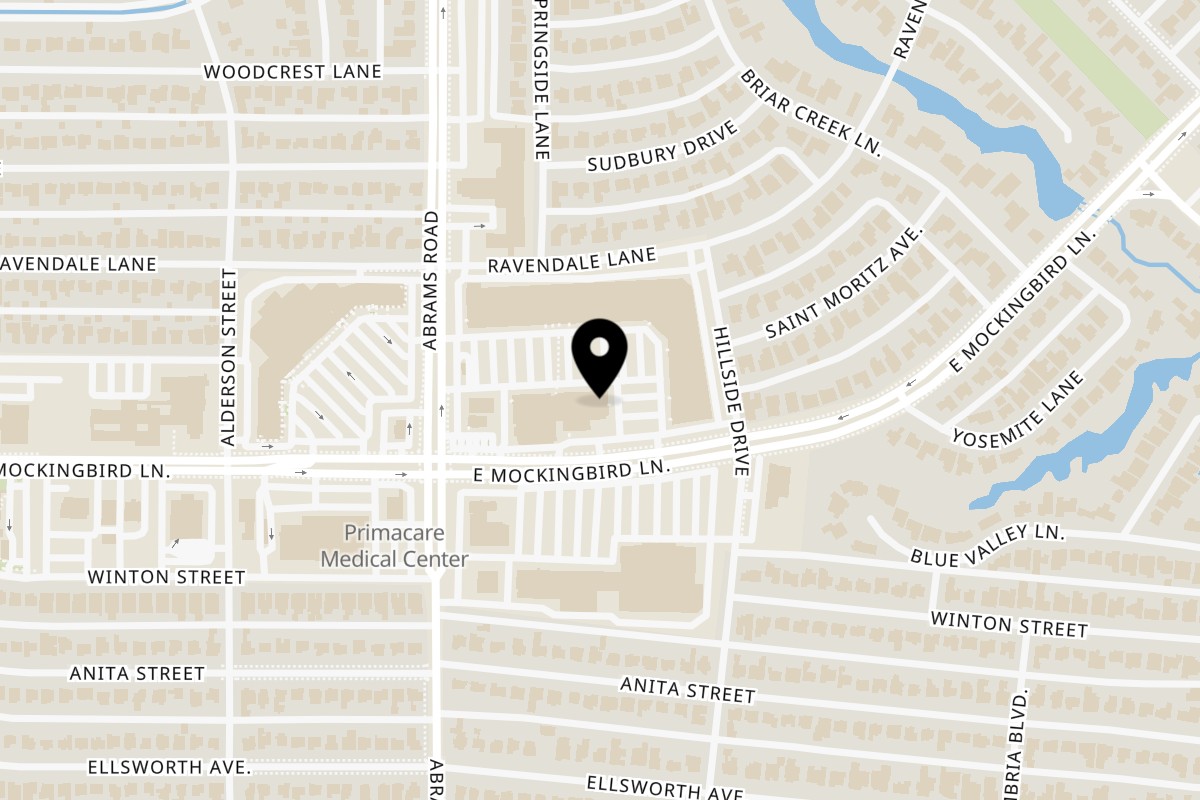 Map showing the location of Haystack Burgers and Barley Hillside on 6465 E Mockingbird Ln Ste 500 in Dallas
